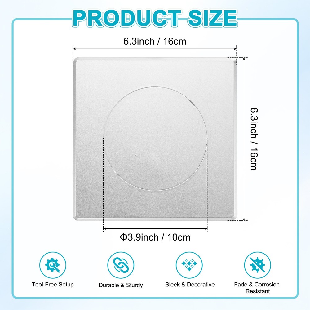 1-Pack Access Panel for Drywall, 4x4" Plastic Removable [Silver Tone, Round]