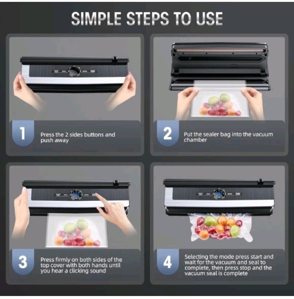 Automatic Vacuum Sealer with Built-in Cutter & External Vacuum System