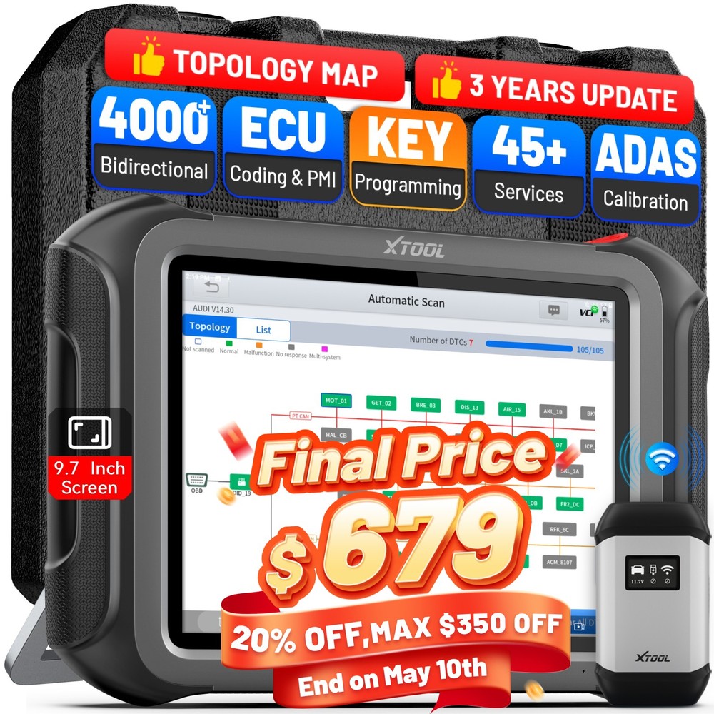 2026 XTOOL D9S Auto Diagnostic Tool Topology Mapping Key Programmer 45+ Services