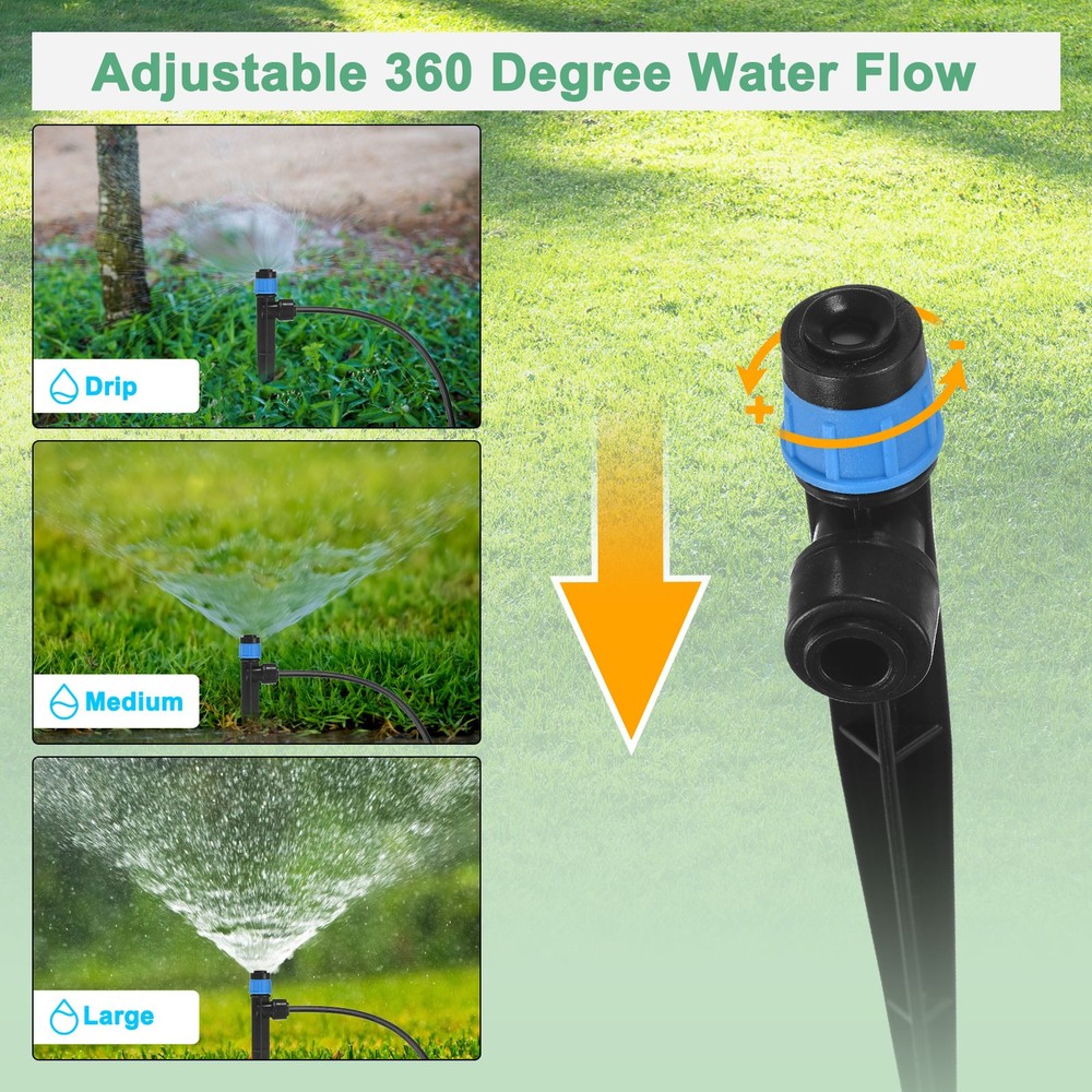 10-Pack Drip Irrigation Emitters, Adjustable 360 Degree Drippers, Blue