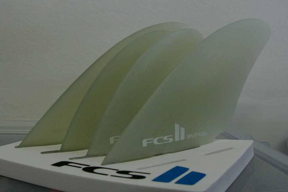 NEW FCS II Split Keel Quad Fin Set - Medium Clear