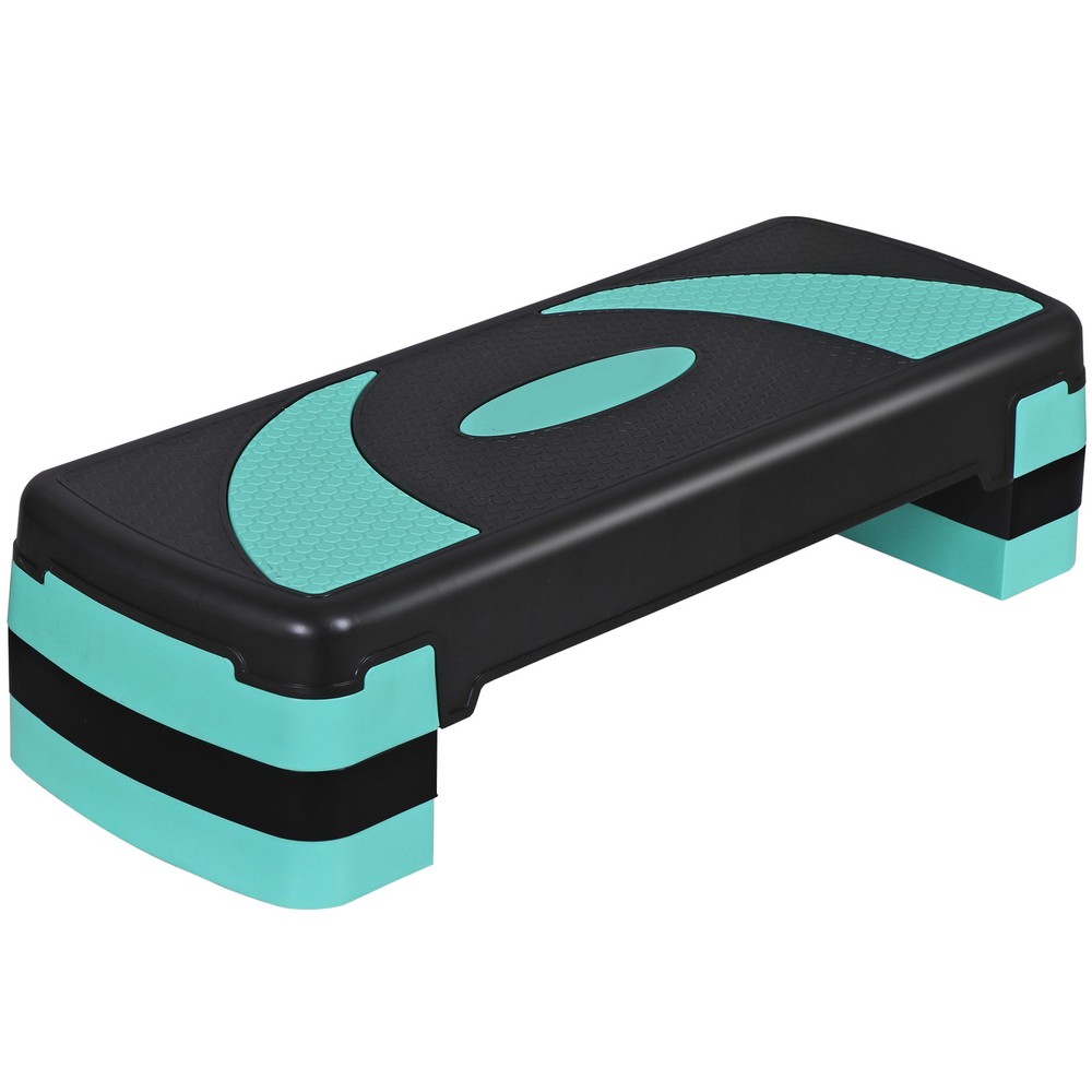 Aerobic Step Platform w/4 Stackable Riser Exercise Step Adjust 4"-6''-8'' Green
