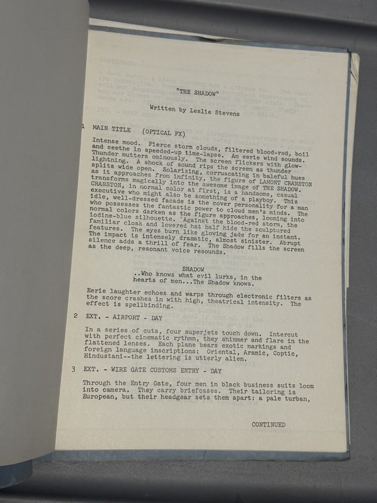 DC THE SHADOW SCRIPT & TREATMENT ORIGINAL TYPED 1970-71 UNPRODUCED TV PROJECT