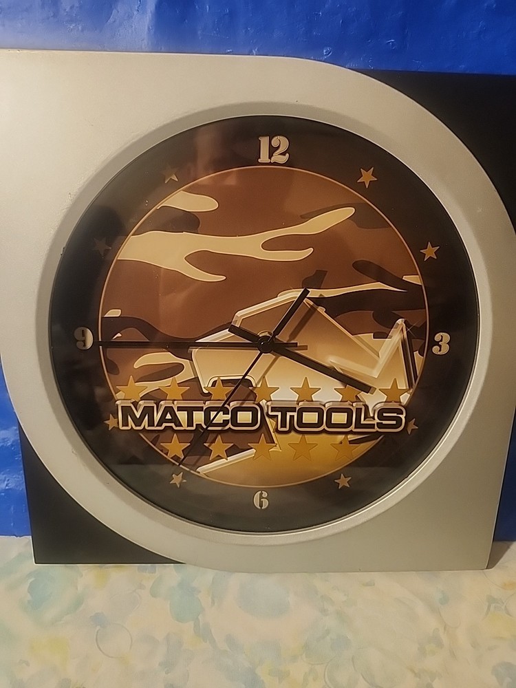 Matco Tools Silver Black Wall Clock Camo Vg. Ship Quickly