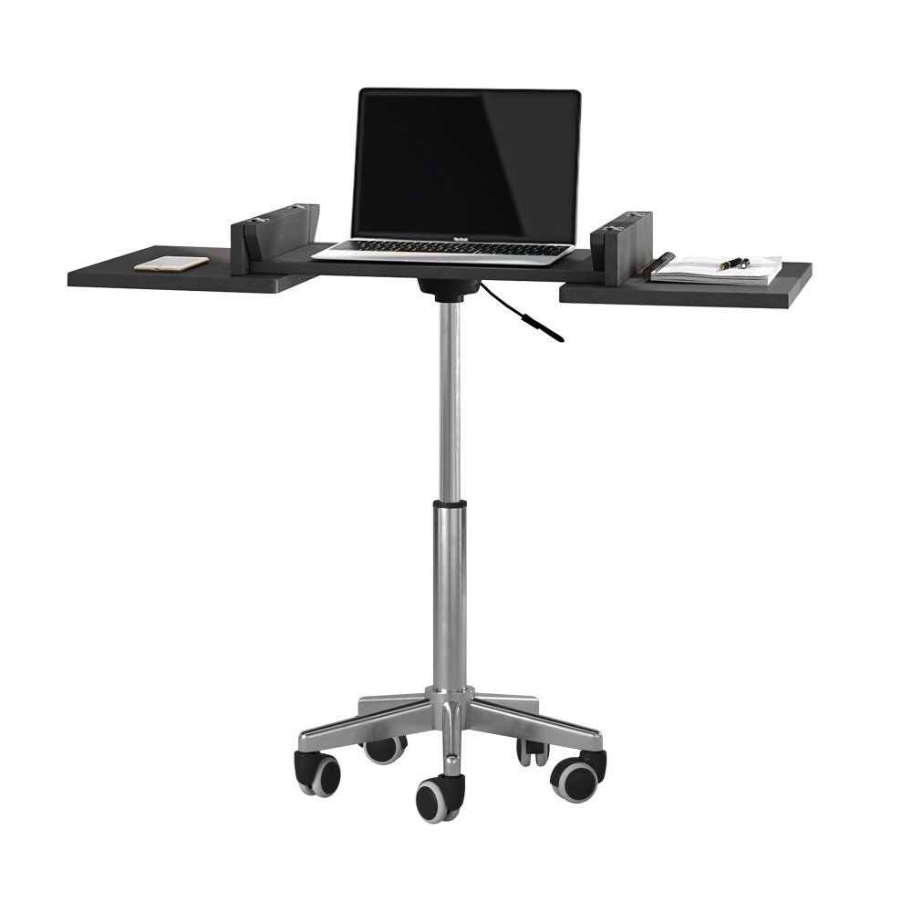 Space-Saving Folding Workstation - Adjustable Laptop Desk, Graphite Steel Frame
