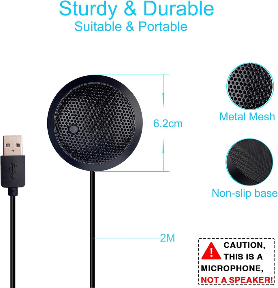Conference USB Microphone, USB Microphone for Computer, 360° Omnidirectional Con