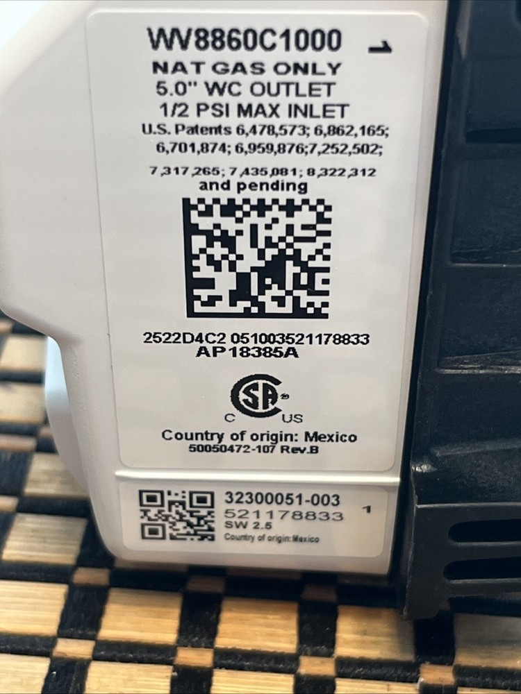 WV8860C1000 RESIDEO  Gas Control Valve For Rheem Water Heaters ￼