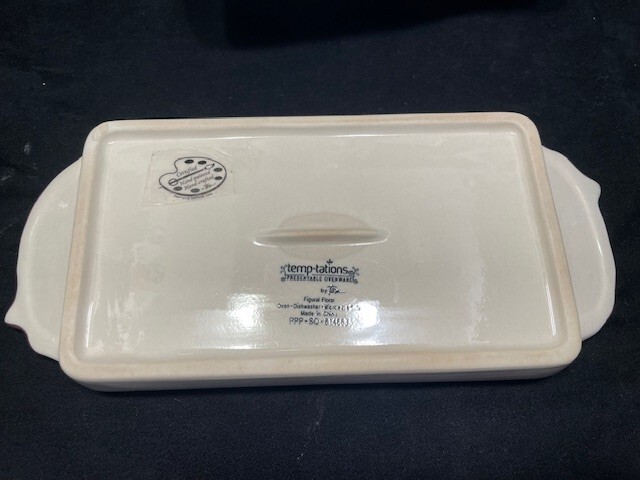 TEMPTATIONS FIGURAL FLORA PANSY BUTTER DISH. NEW
