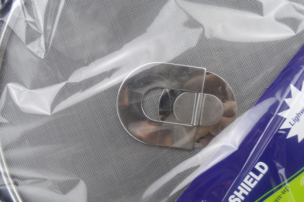 2 x CHROME SPLATTER SHIELD WITH FOLD UP HANDLE - 290MM DIAMETER - FREE POSTAGE