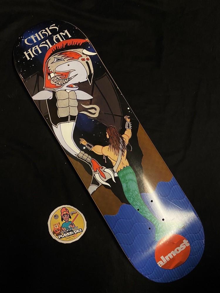 RARE Chris Haslam Moby Dick Viking Battle Pro Model Almost Skateboard Deck