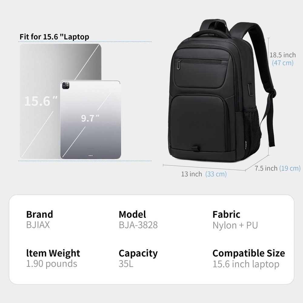 Business Backpack for Men, Tech-Savvy Laptop Backpack with USB Charging Port ...