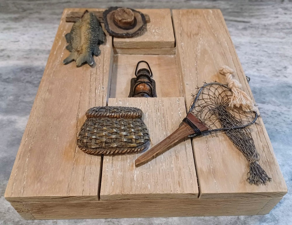 Wood Key Box wall mount Fisherman Decor