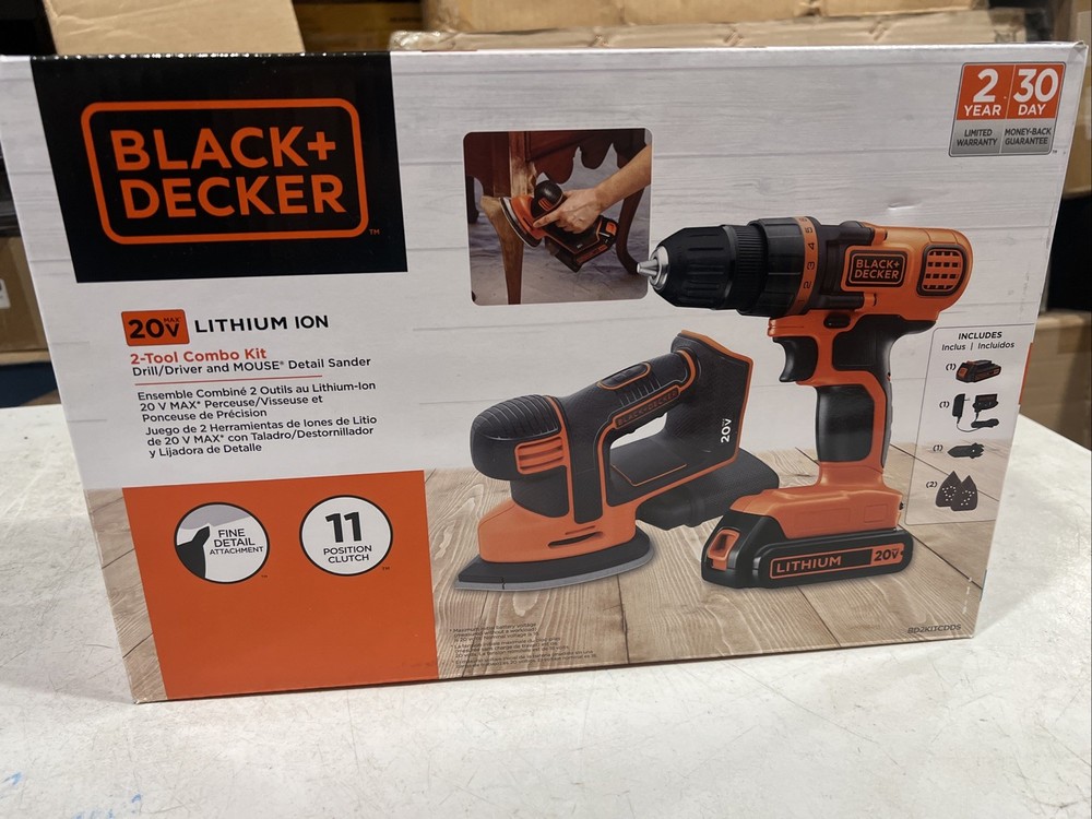 BLACK+DECKER 20v 2-Tool Power Tool Combo Kit, New Drill /driver & Mouse Sander