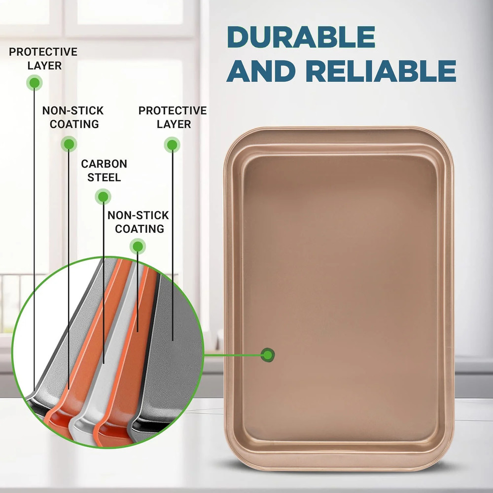 Stackable Bakeware Set, 6-Piece Nonstick Baking Pan Set for Kitchen, Oven & Dish