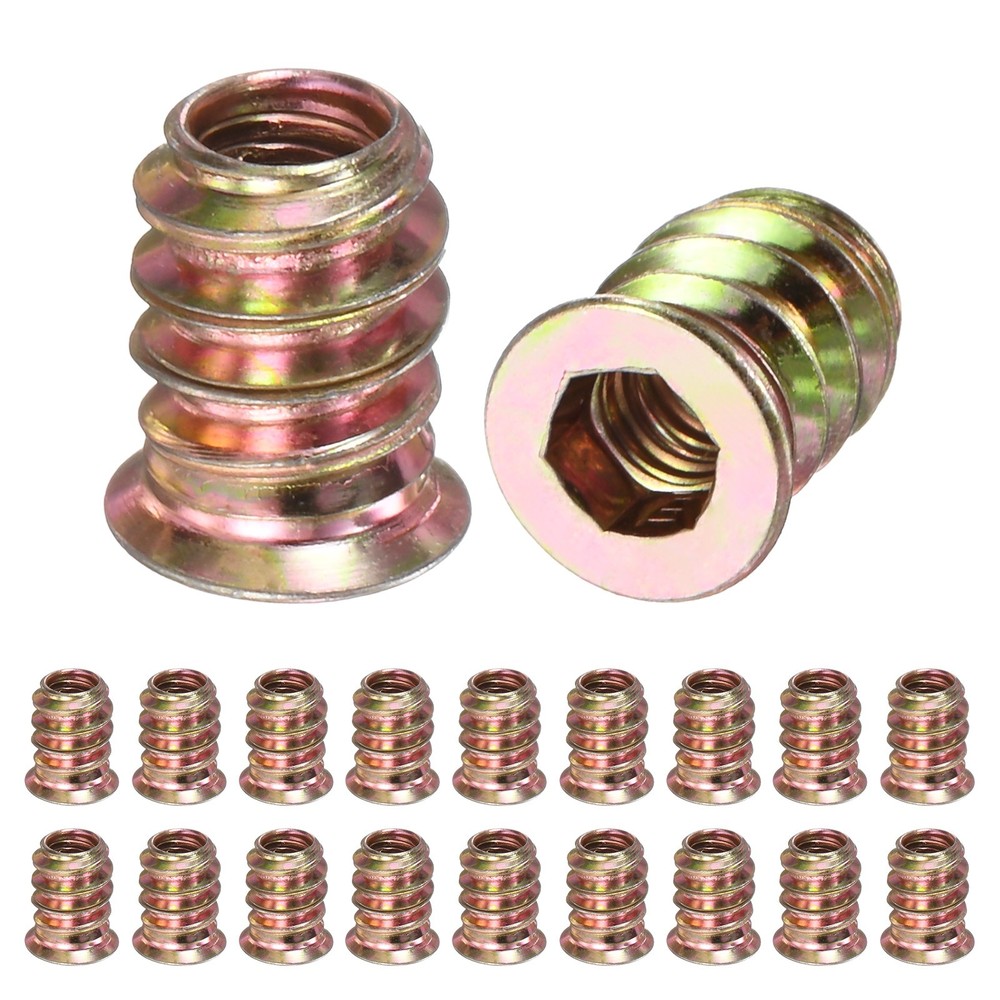 20-Pack Threaded Inserts for Wood, M5x12mm Threaded Insert Nuts [Gold Tone]