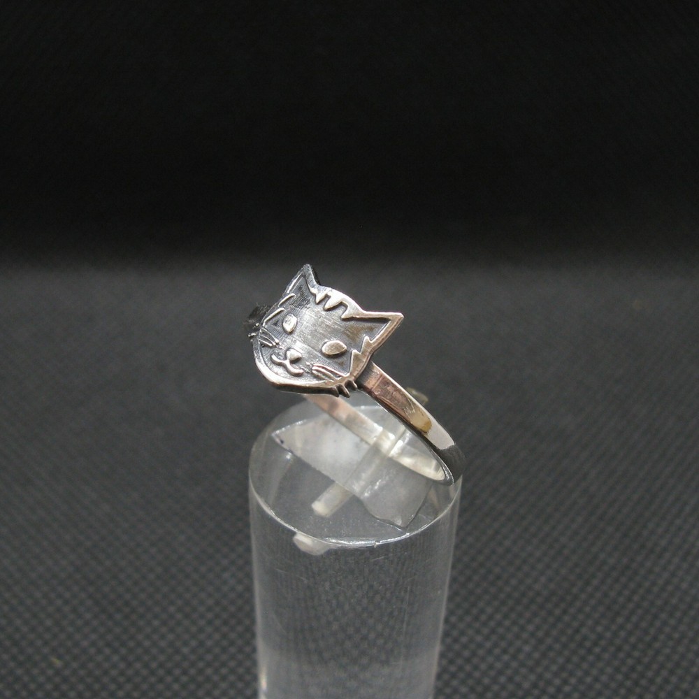 Handmade Sterling Silver Ring Cat Genuine Solid Stamped 925 Empress