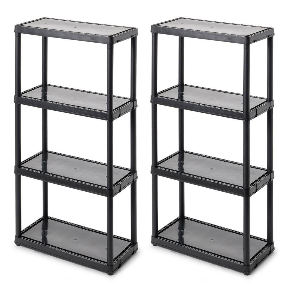 Gracious Living 4-Shelf Fixed Height Solid Organizing Storage Unit, (2 Pack)