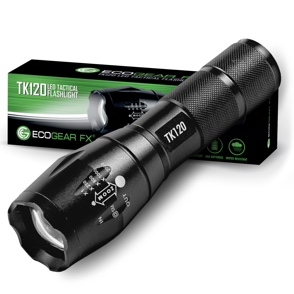 TK120 LED Tactical Flashlight 5 Light Modes Adjustable Zoom Great Gift for Men