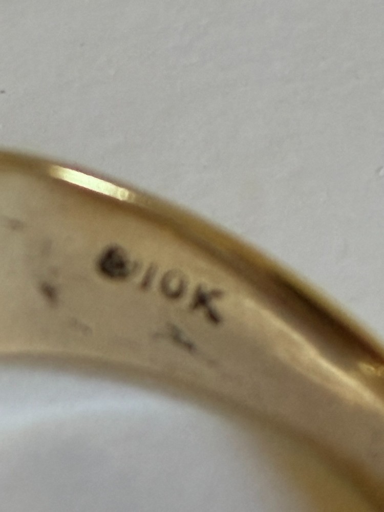 Men's 10K Gold Ring + Lab Created Ruby/Garnet Stone (Preowned)