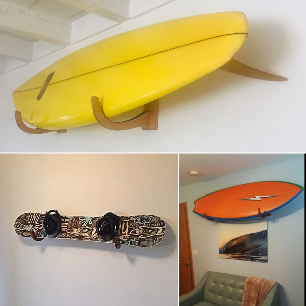 COR Surf Wood Surfboard Rack - Longboard & Shortboard Wall Mount Storage