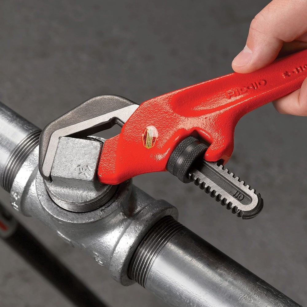 E-110 Offset Hex Pipe Wrench, 9.5", Red