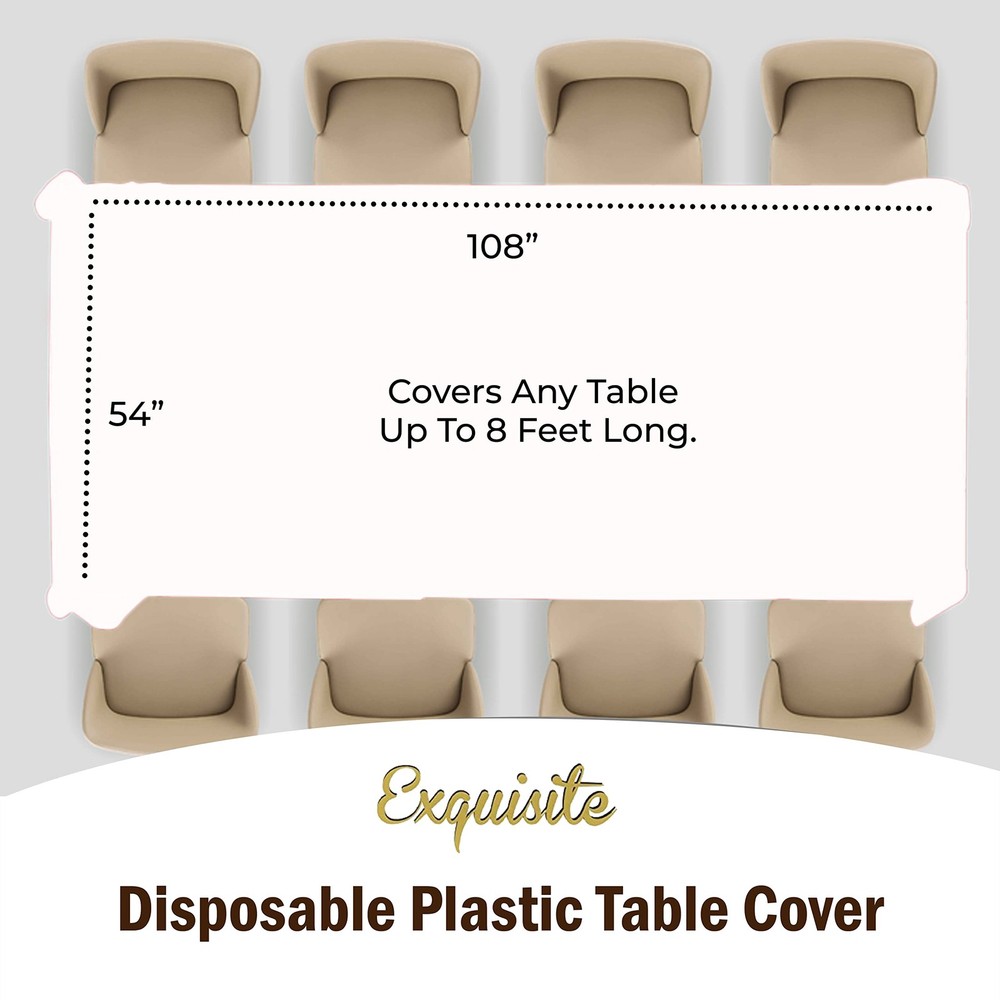 Premium Plastic Tablecloth 6-Pack, 54 x 108, White Rectangle Cover