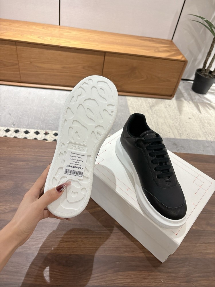 Alexander McQueen Logo Low Top Sneaker Black White Leather