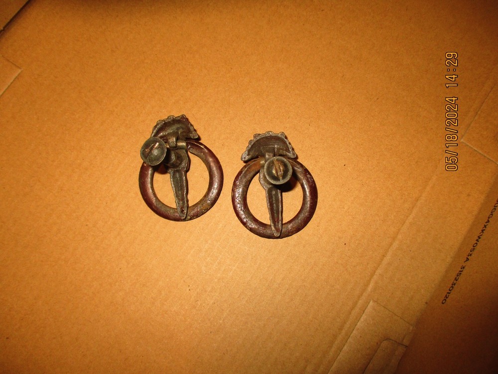 2 Matching Vintage Drawer Pulls Drop Handle Ornate