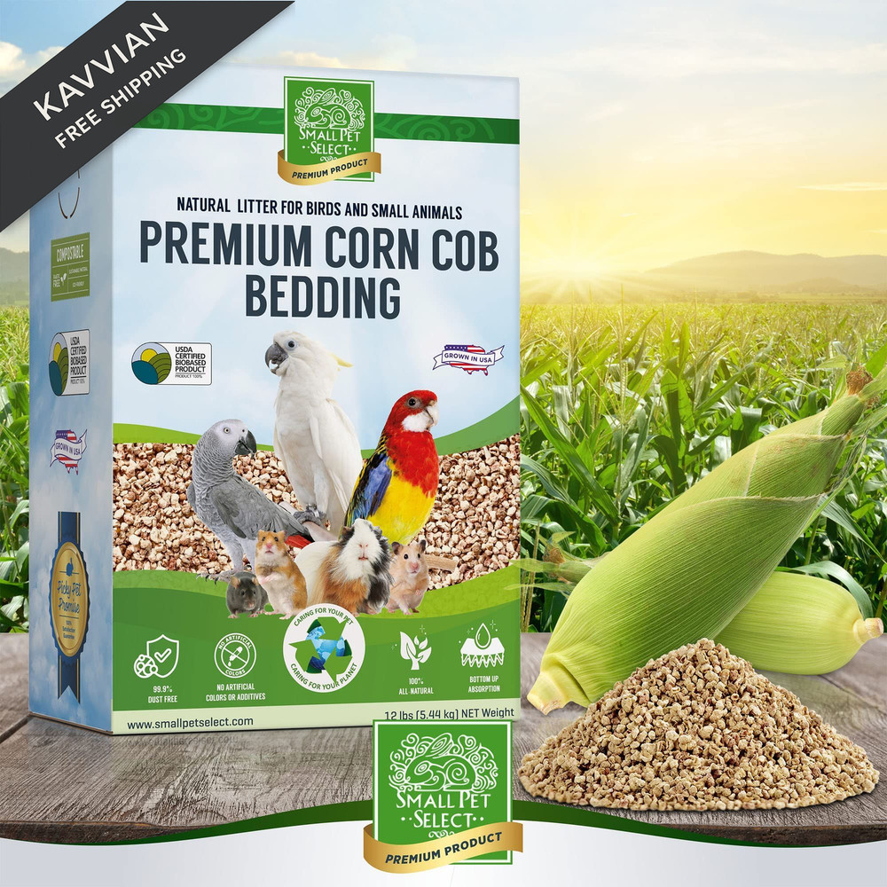 100% Natural Corn Cob Bedding for Pets - Small Pet Select 12lb, brown