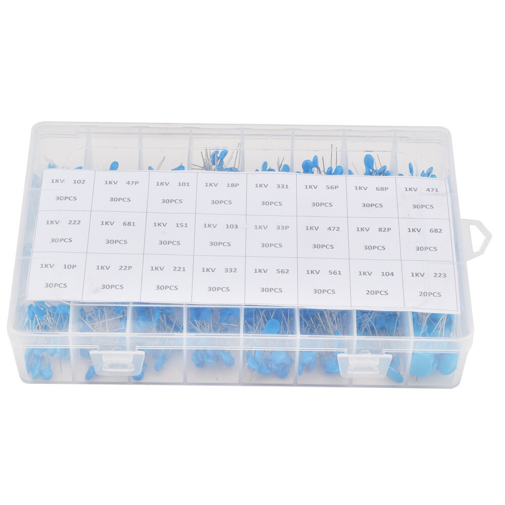 700PCS 1KV 10PF-821PF 24 Values Assorted Kit High-Voltage Ceramic Capacitors Kit