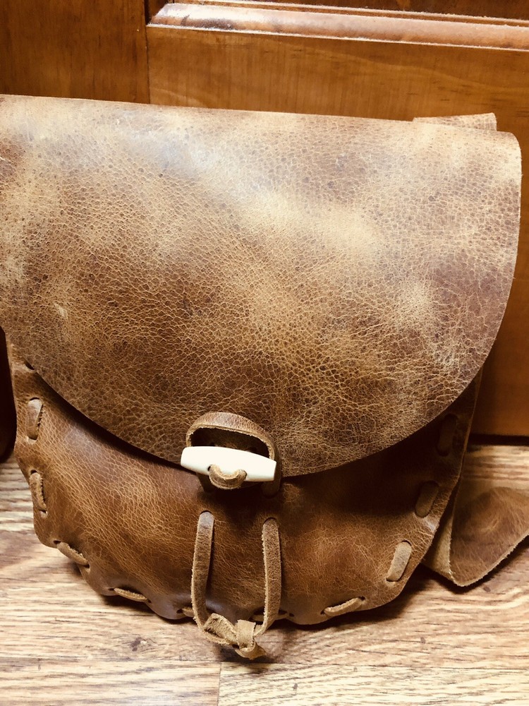 Handcrafted brown Leather Bag, muzzleloading hunting possible bag,black powder