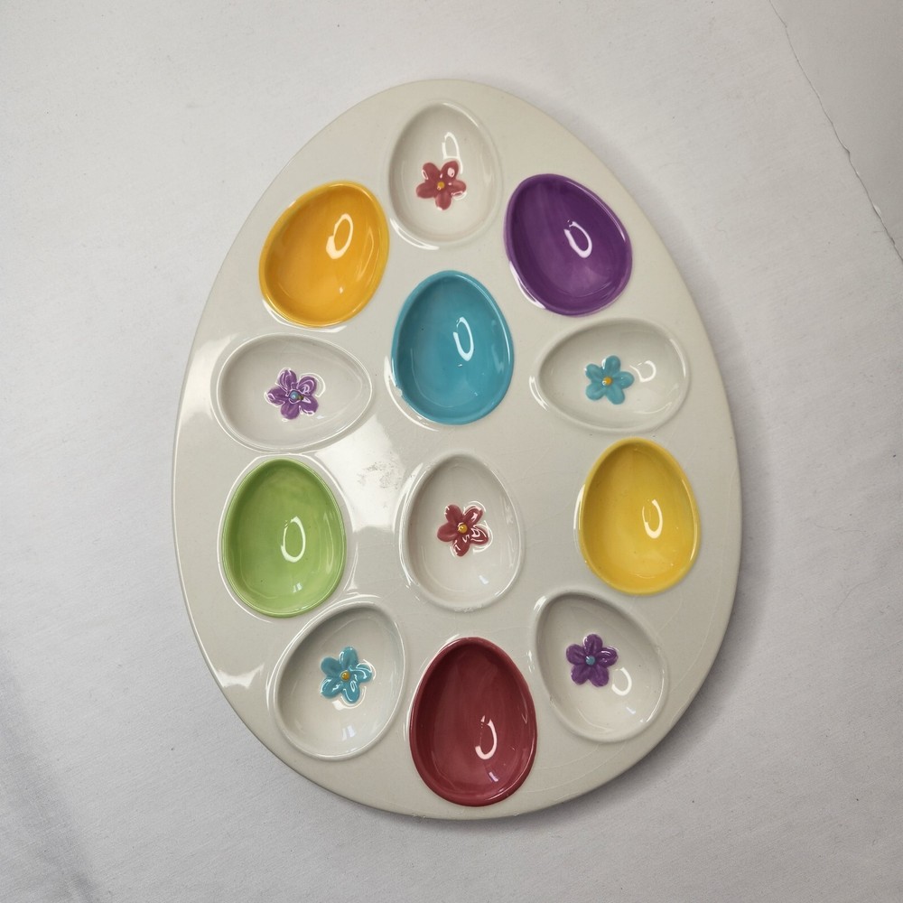 Easter Bunny Blossoms And Blooms Deviled Egg Tray Holds 12 Eggs Spring