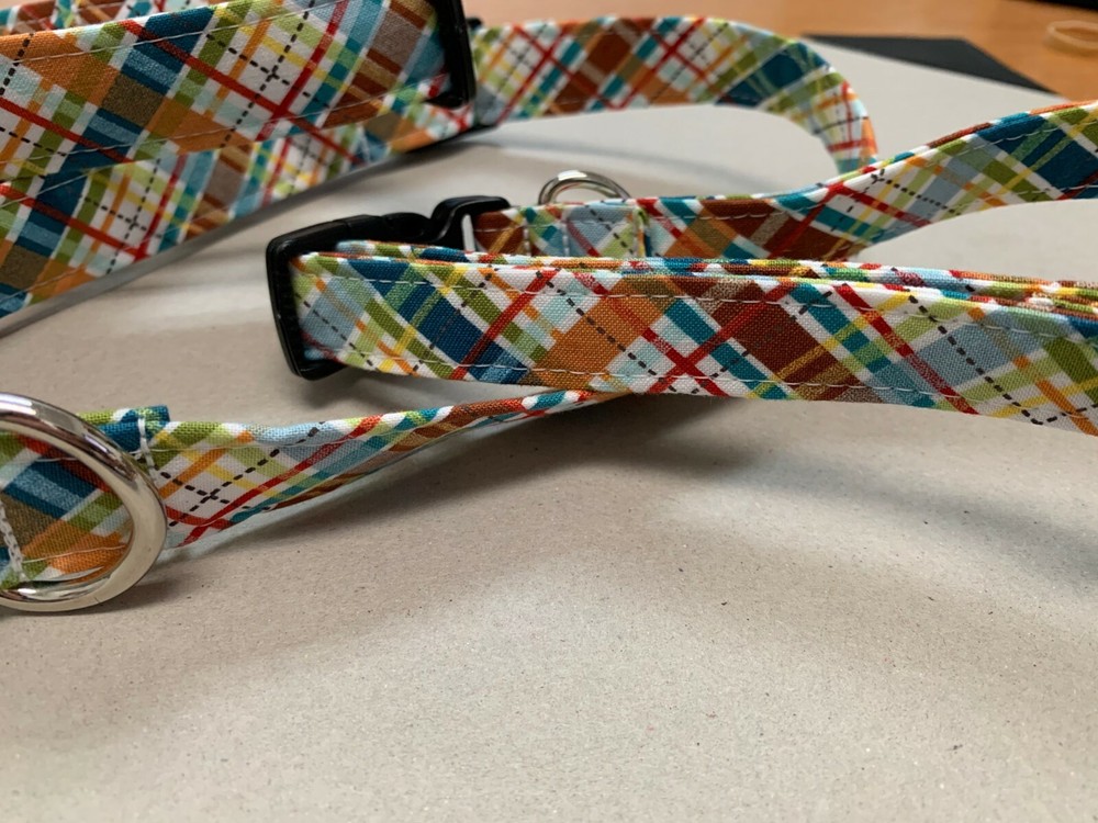 Chasin' Tail Dog Collars Multi Plaid Multiple Sizes