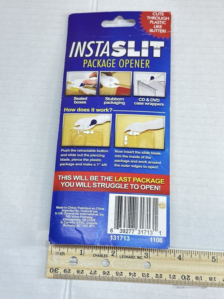 NOS - Package Opener Insta Slit Plastic