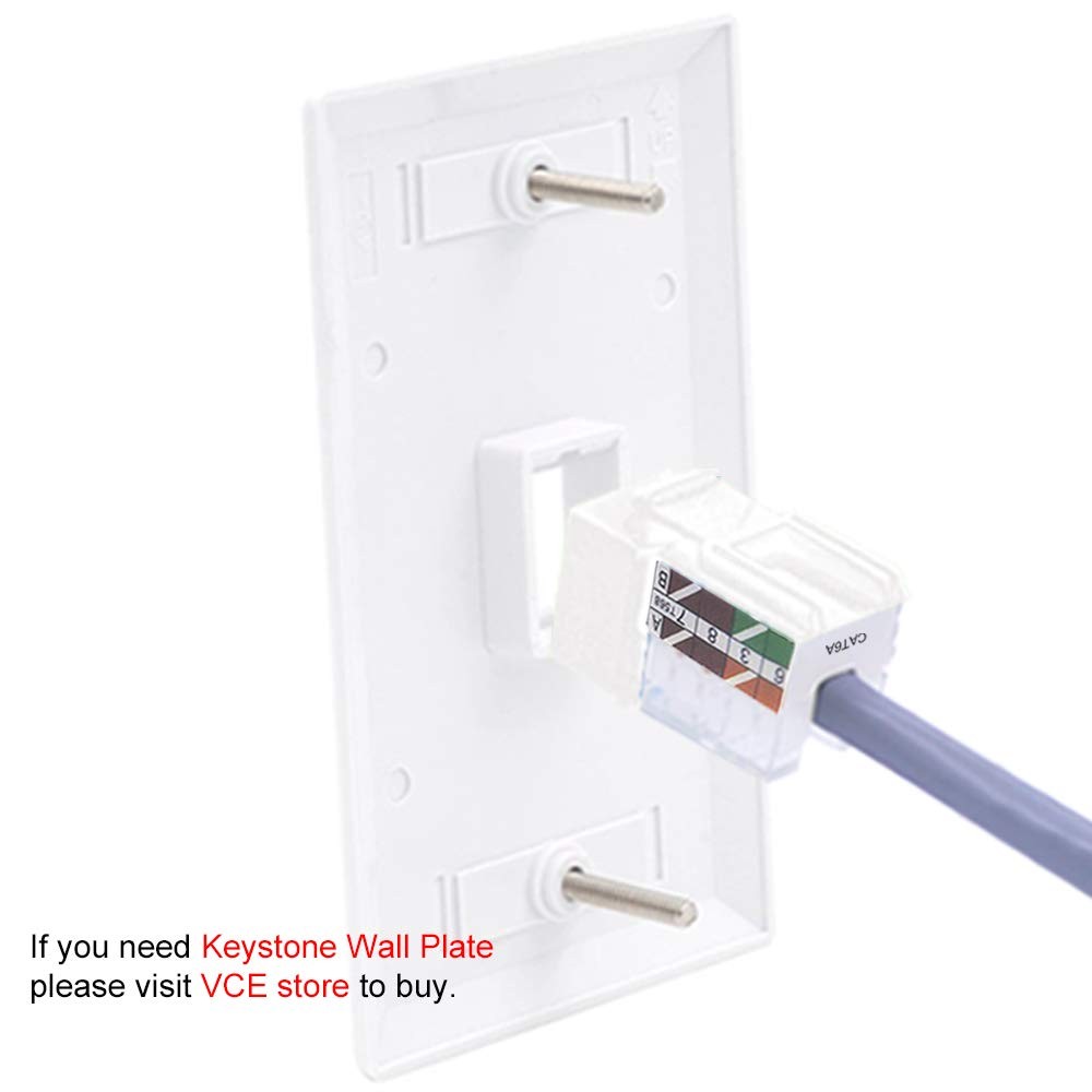 RJ45 Cat6A Keystone Jack UL Listed 25-Pack, 10 Gbps Quantity 25, White