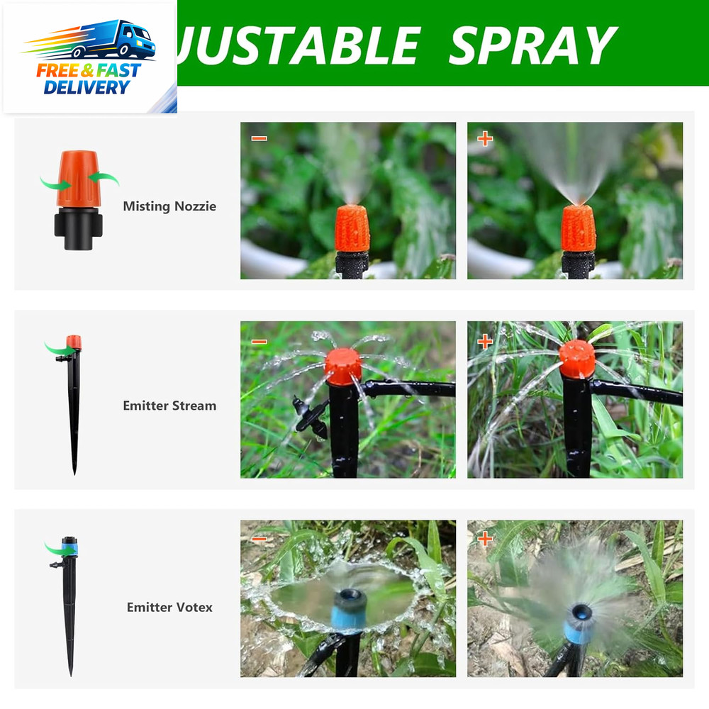 256FT Automatic Drip Irrigation System Kit,Automatic Garden Watering Misting Sys