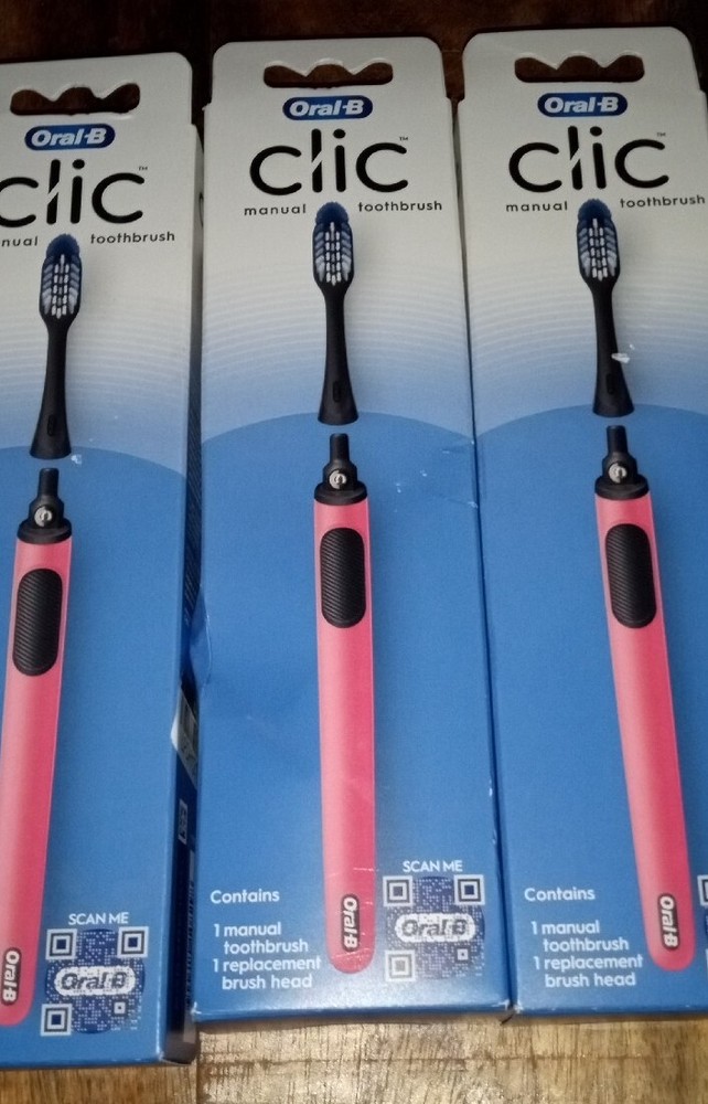 (4) Oral-B Clic Toothbrush Handle with Replaceable Brush Head - Coral