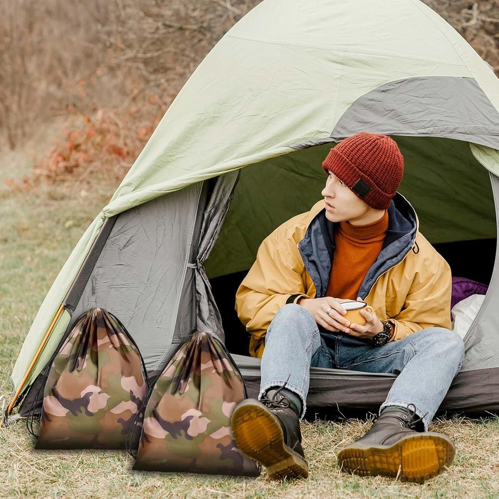 Camo Bag Drawstring Backpack 2PCS Draw String 13.8 × 16.5 Inch...