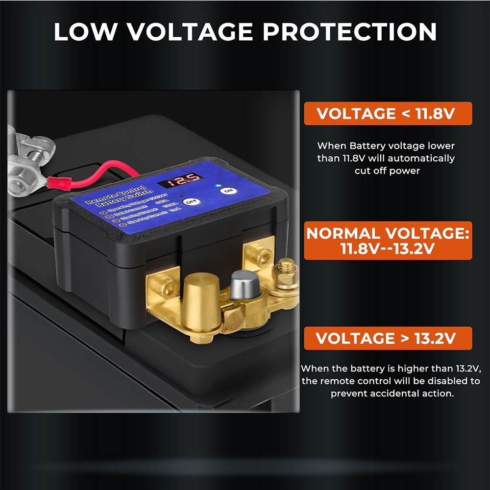 12V/24V 240A Kill Switch Remote Battery Disconnect Switch LED Voltmeter US