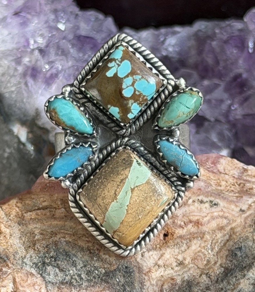 Royston Number 8 Kingman Turquoise Statement Ring Sterling Silver