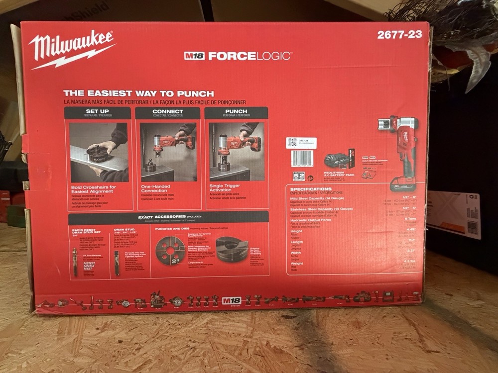 Milwaukee M18 FORCELOGIC 6T Knockout Tool 1/2"-4" Kit 2677-23
