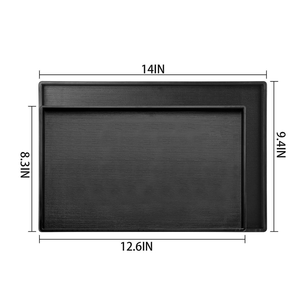 Black Rectangular Serving Trays Non-Slip Plastic Cafeteria 2 Pack