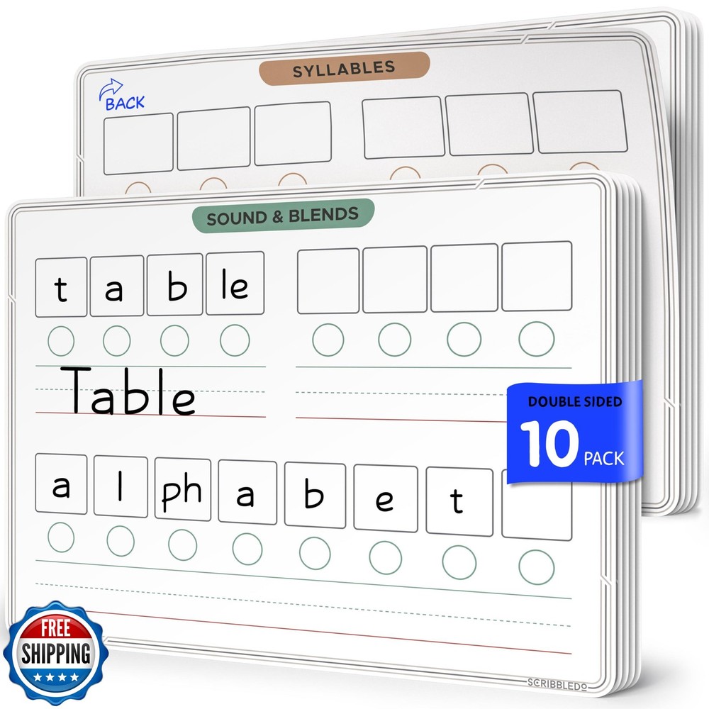 SCRIBBLEDO Phonemic Awareness Sounds and Blends Dry Erase Sheets 9”x12” Phoni