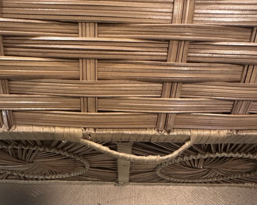 Wicker Rattan Sunburst Storage Chest Split Reed Large