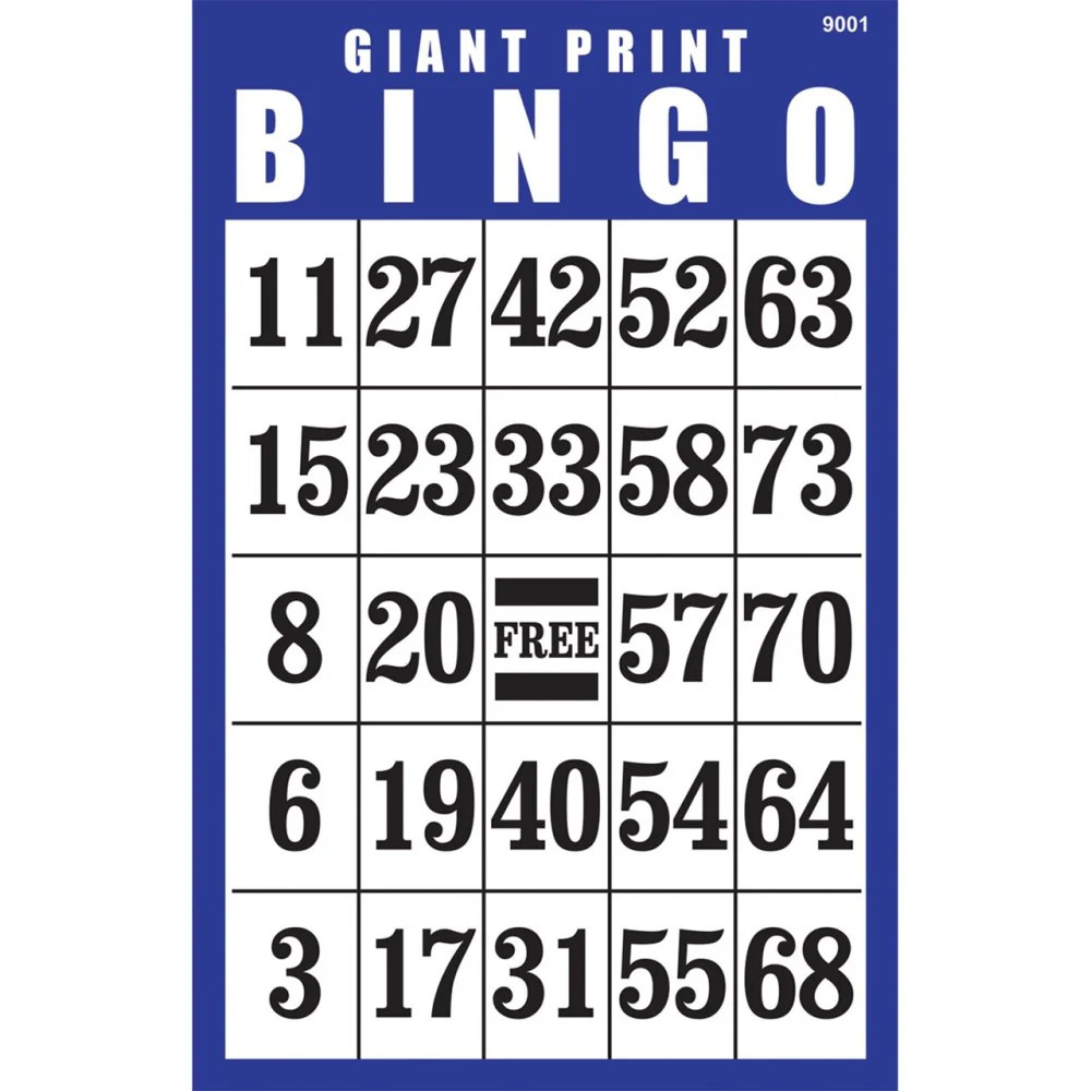Giant Print Laminated Bingo Card