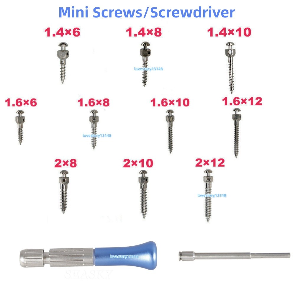 16 Sizes Dental Ortho Micro Implants Mini Screw/Screwdriver Self-Drilling&Handle
