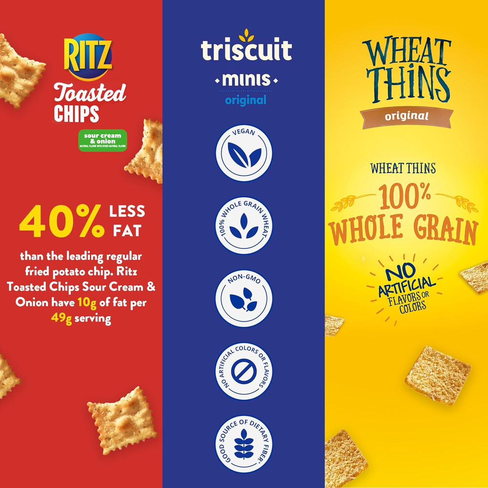 Cracker Variety Pack, RITZ Toasted Chips, Wheat Thins Snacks Whole Grain Wheat C