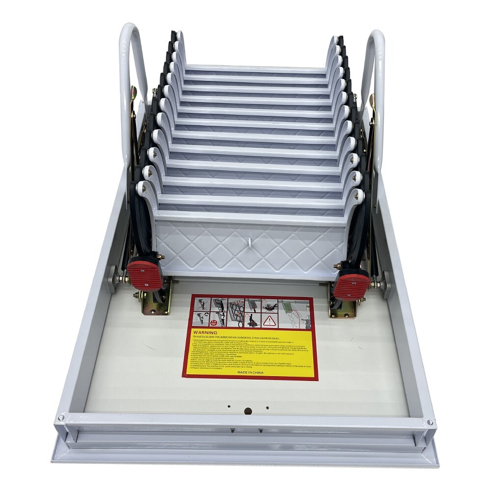 9.84Ft 27.56''x 39.37'' Frame Black+White Attic Pull Down Ceiling Ladder Stairs
