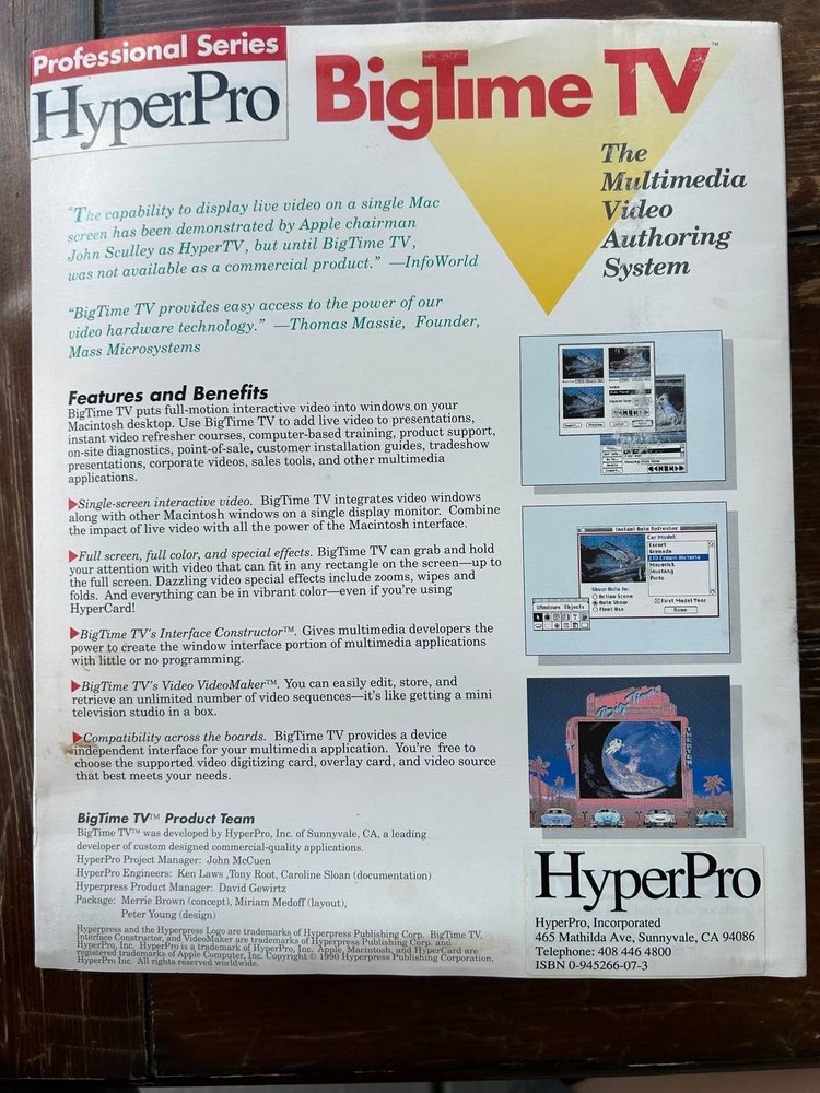 Vintage HyperPro BigTime TV. Multimedia Video Authoring System