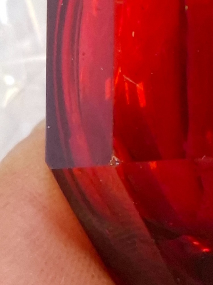 Perfume Bottle Octagonal Hallmarked 1890 Birmingham Charles May & Son Ruby Glass
